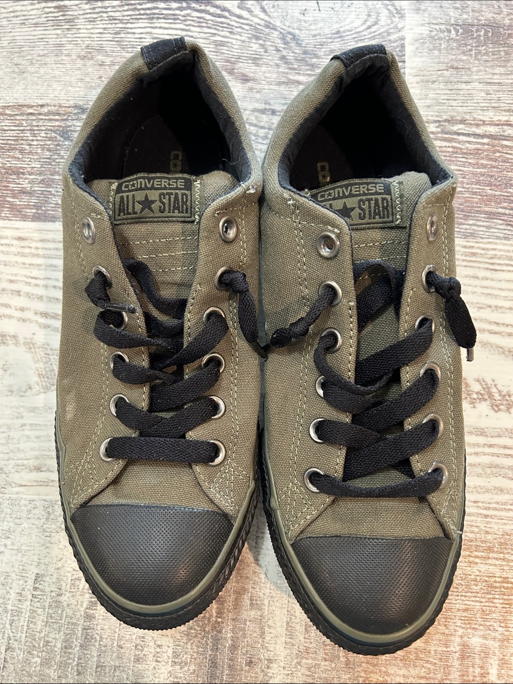 Converse Low-Top Canvas Sneakers - Olive Green with Black Accents